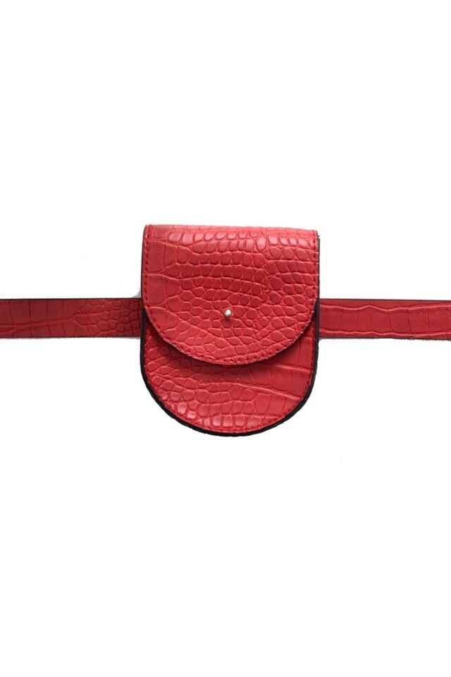 Borseta de dama Lane de culoare rosie din piele ecologica, 12 x 9 x 2 cm