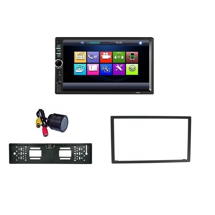 Pachet Dvd Auto cu Rama Adaptoare si Camera spate numar+ Camera Fata Incastrabila, Phone Link (Mirror), 4 x 60, Bt