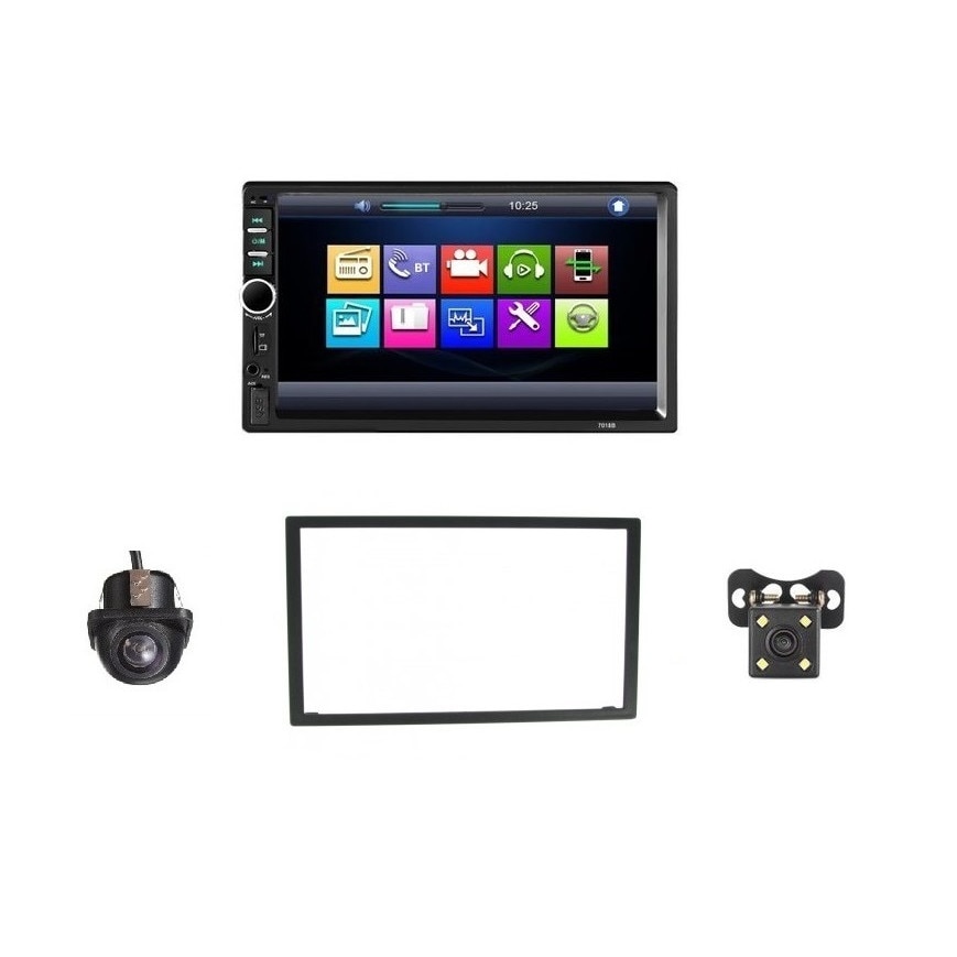 Pachet Dvd Auto cu Rama Adaptoare si Camera spate + Camera Fata Dome, Phone Link (Mirror), 4 x 60, Bt