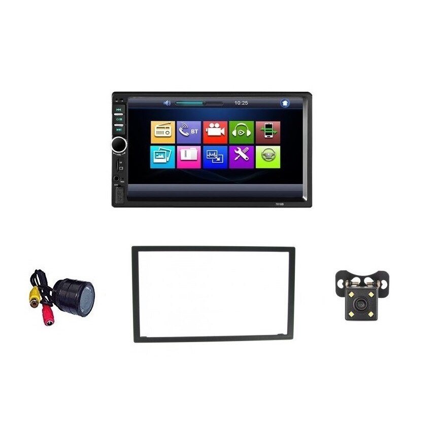 Pachet Dvd Auto cu Rama Adaptoare si Camera spate + Camera Fata Incastrabila, Phone Link (Mirror), 4 x 60, Bt