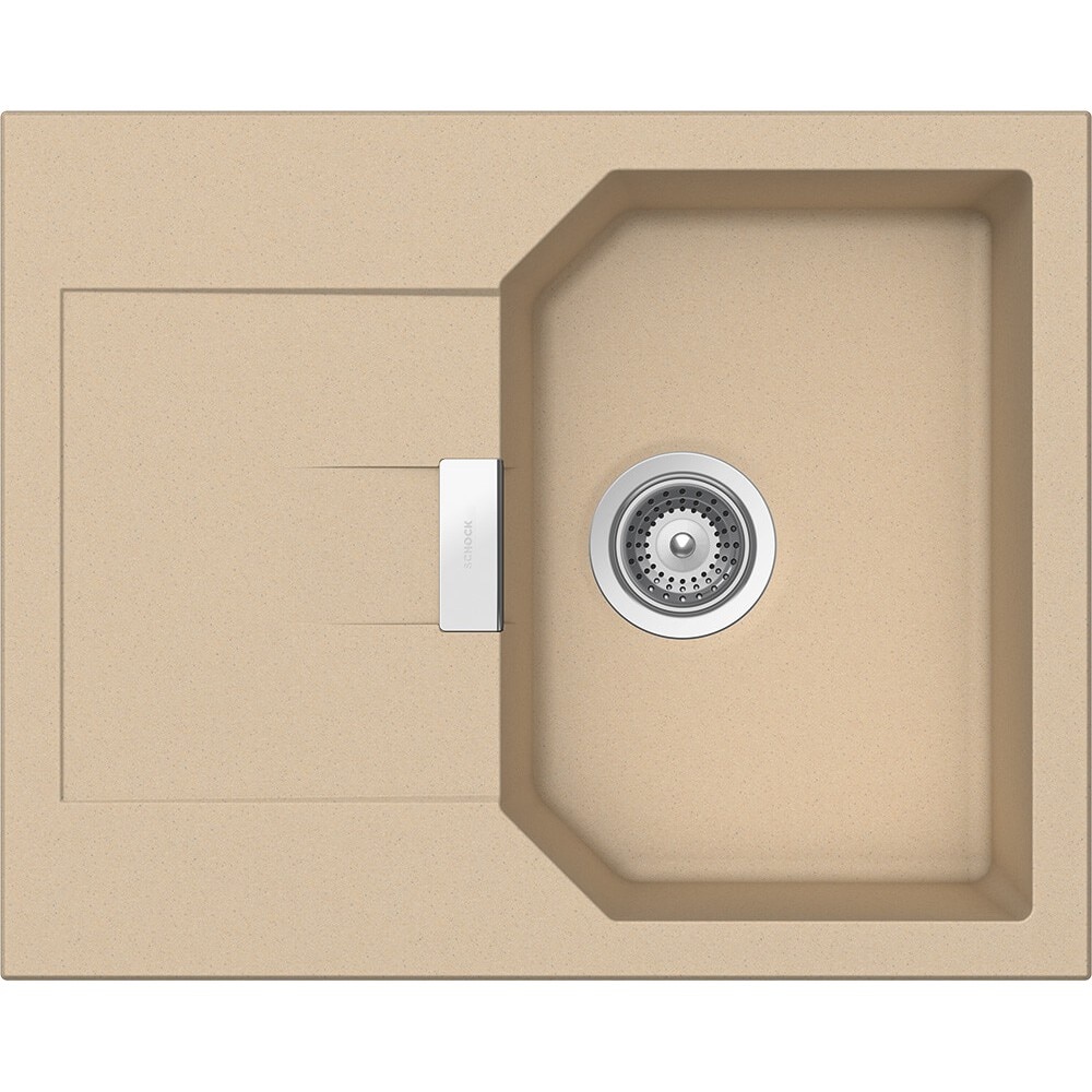 Chiuveta granit Schock Manhattan D-100XS Moonstone, 640 x 510 mm, adancime cuva 195 mm, reversibila, montare pe blat