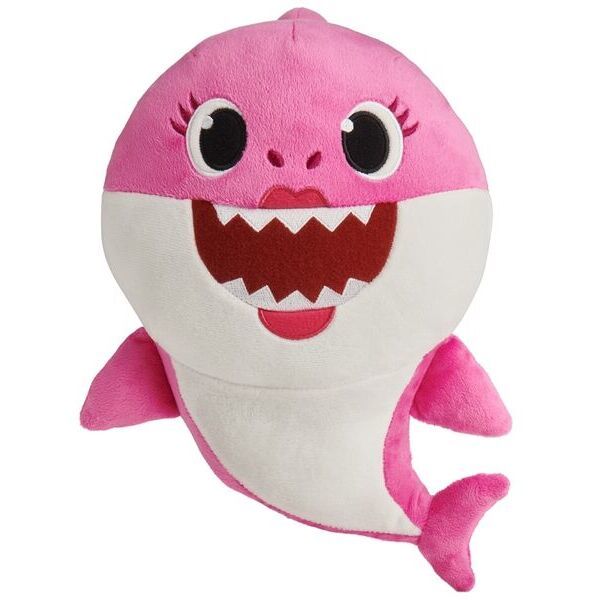 Figurina de plus care canta Baby Shark, rechin mama roz, 25 cm