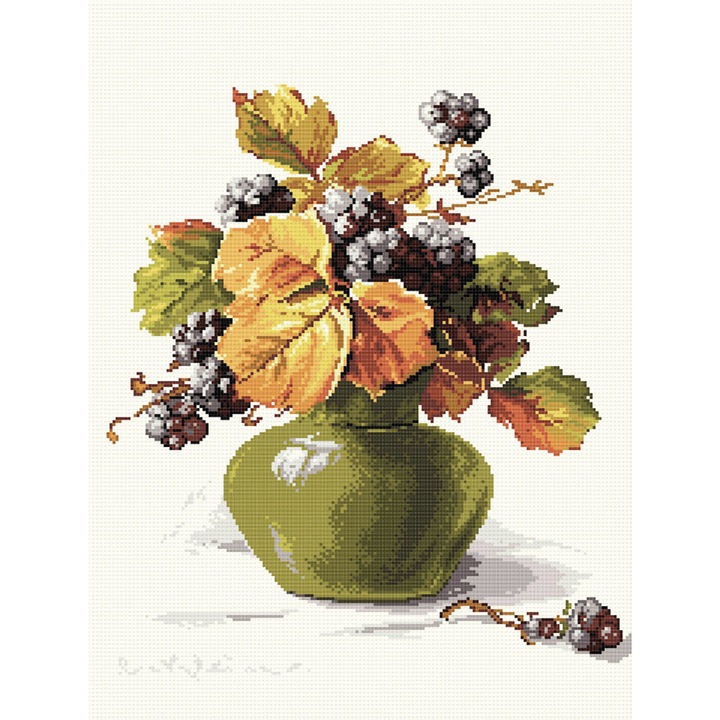 Goblen Natura moarta 01 , Hudemas , kit goblen cu diagrama alb negru , cu fire mouline