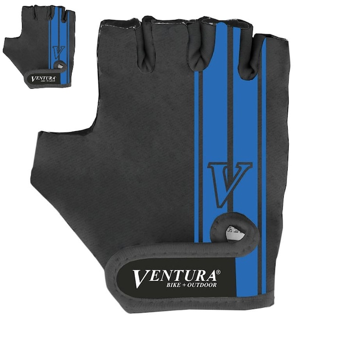 Ventura kerékpáros kesztyű, L, fekete/kék