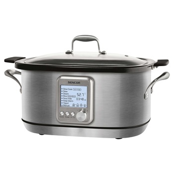 Slow cooker Sencor SPR 7200SS, 6 L Digital, 8 programe automate, capac de sticla, Inox Slow cooker Sencor SPR 7200SS, 6 L Digital, 8 programe automate, capac de sticla, Inox