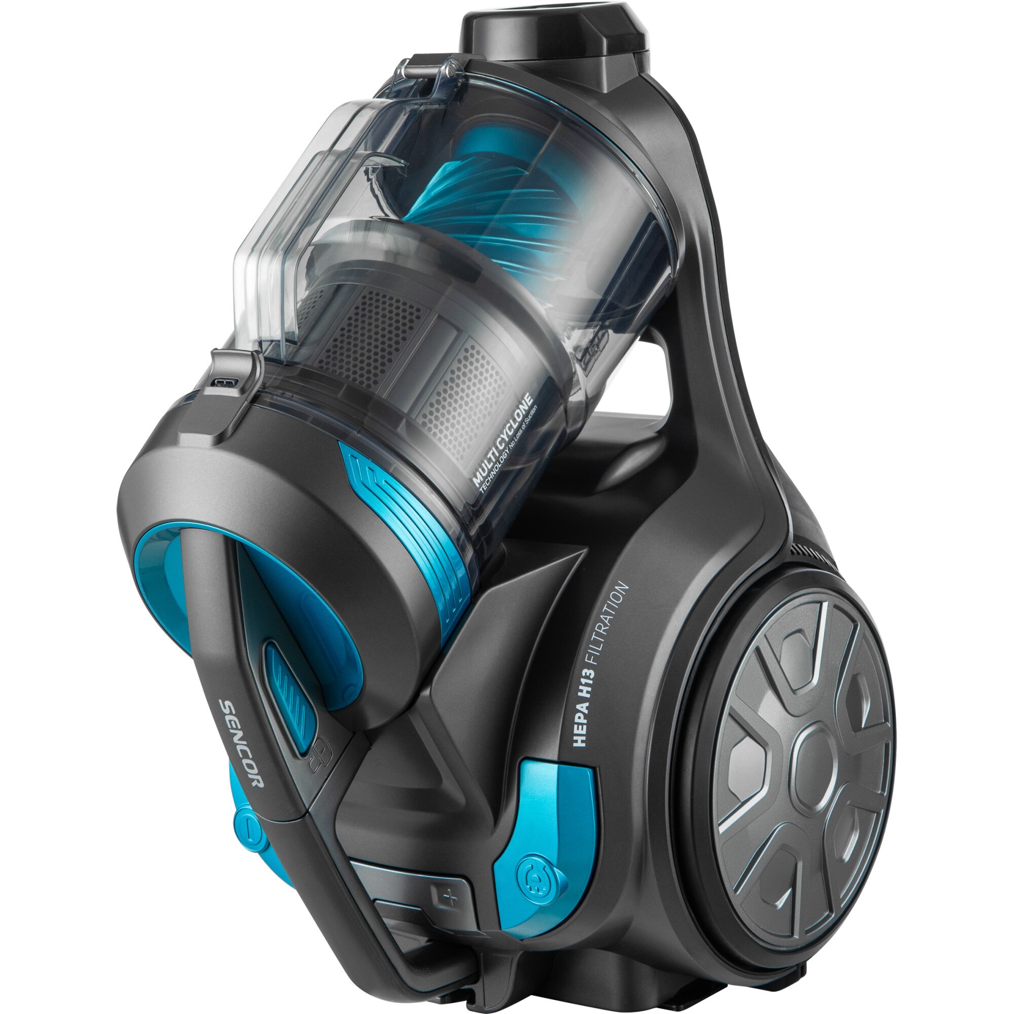 Aspirator SVC 1086TQ EcoPower, Sencor, Fara sac de praf, 700 W, recipient praf de 3.5 litri, Albastru/Negru