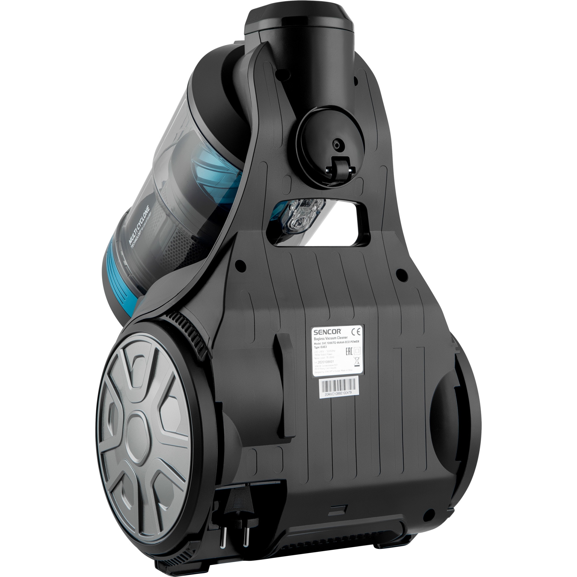 Aspirator SVC 1086TQ EcoPower, Sencor, Fara sac de praf, 700 W, recipient praf de 3.5 litri, Albastru/Negru