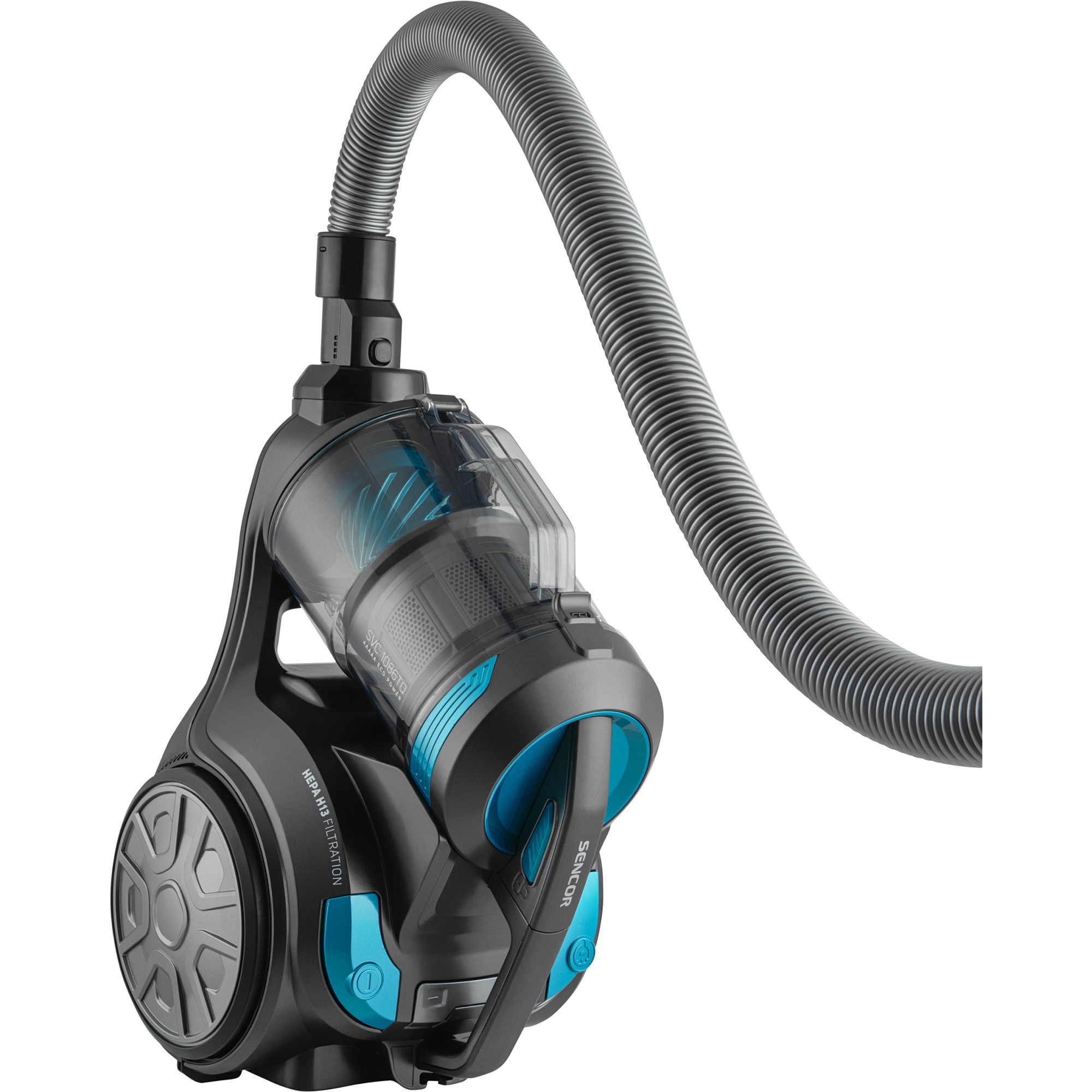 Aspirator SVC 1086TQ EcoPower, Sencor, Fara sac de praf, 700 W, recipient praf de 3.5 litri, Albastru/Negru