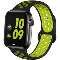 Curea silicon Sikai, pentru Apple Watch 5/4/3/2/1, Nike+, Sport, Edition, 42mm si 44mm diagonala, Negru/Verde CS04