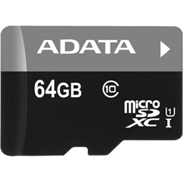 Карта памет ADATA Premier, MicroSDHC, 64GB, UHS-I, Клас 10 + Адаптер