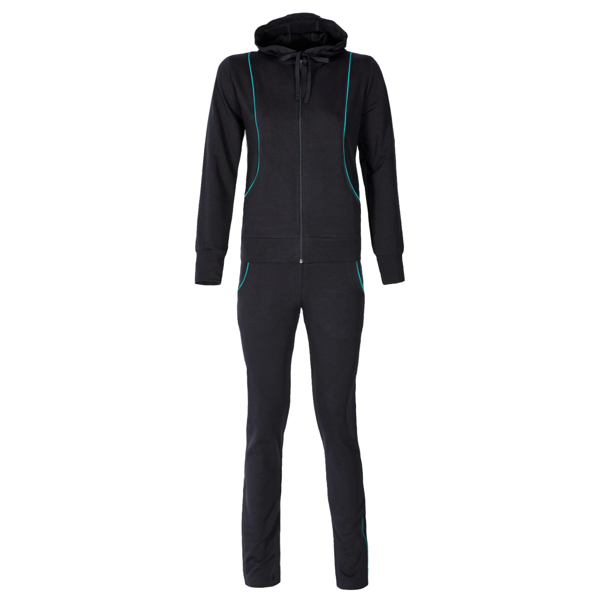 Trening dama bumbac slim fit, bleumarin/turcoaz, marimea M