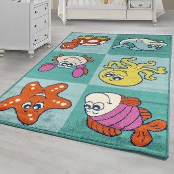 Covor Copii & Tineret Kara, Turcoaz, 133x190 cm, C68-032203 Covor Copii & Tineret Kara, Turcoaz, 133x190 cm, C68-032203