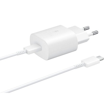 Incarcator Retea Samsung EP-TA800EBE, Cablu USB-C la USB-C inclus (DA705BWE), 25W, Alb, Bulk Incarcator Retea Samsung EP-TA800EBE, Cablu USB-C la USB-C inclus (DA705BWE), 25W, Alb, Bulk