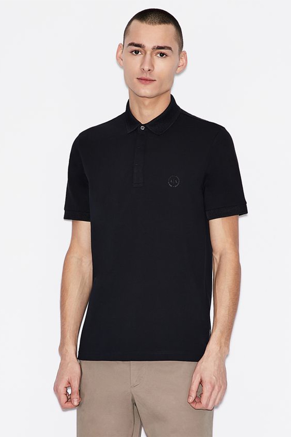 ARMANI EXCHANGE, Tricou polo slim fit cu logo discret, Bleumarin, L