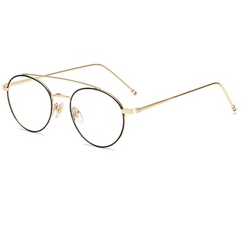 Ochelari rotunzi retro cu lentile de protectie pentru calculator, rame negre cu auriu, fara dioptrii Ochelari rotunzi retro cu lentile de protectie pentru calculator, rame negre cu auriu, fara dioptrii