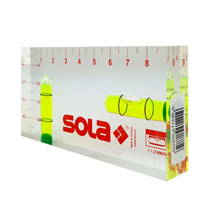 Nivela compacta, SOLA, R102, 9,5 cm, Termorezistenta, Plastic/Sticla acrilica