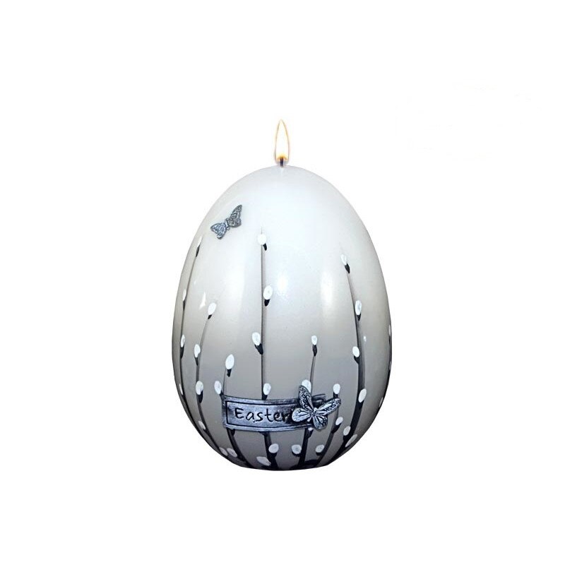 Lumanare forma ou mare, alb/gri , 14cm , Adpal