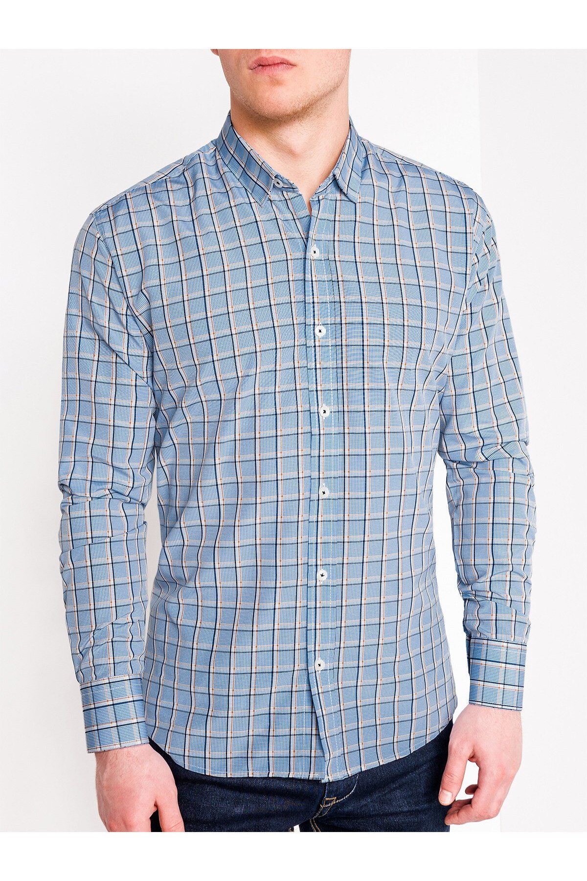 Camasa slim fit barbati K447 - albastru-deschis, Albastru, 40
