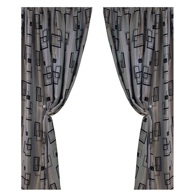 Set 2 draperii 130X160 cm, Black-out gri-negru Model Callia