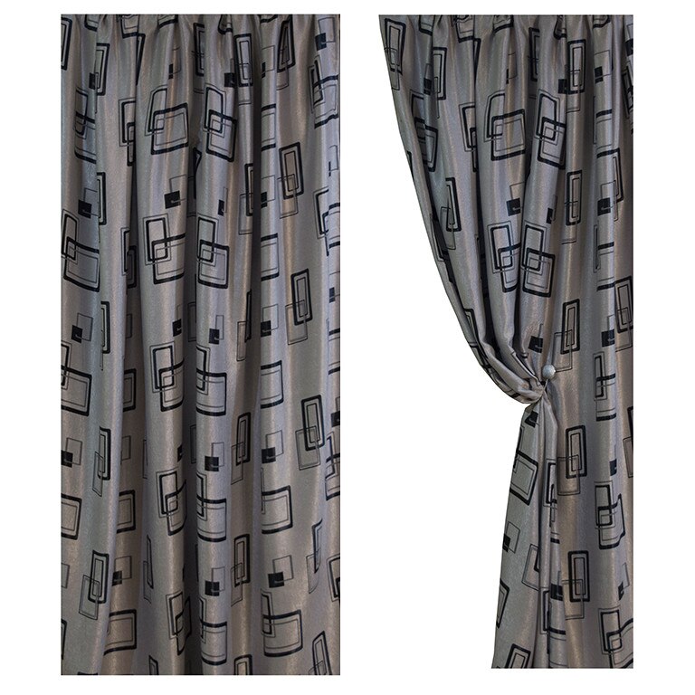 Set 2 draperii 130x220 cm, black-out Gri-Negru, 2DRAP021 - 220