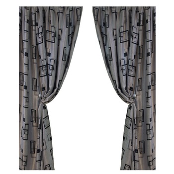 Set 2 draperii 130X140 cm, Black-out gri-negru Model Callia Set 2 draperii 130X140 cm, Black-out gri-negru Model Callia