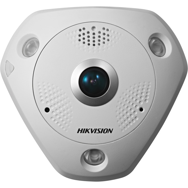 Камера за наблюдение Fisheye IP Hikvision DS-2CD6365G0E-IVS 1.27 мм, 6MP, IR 15 м, PoE, Високоговорител, Микрофон