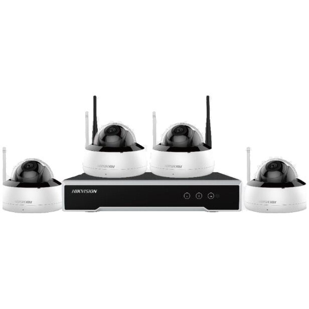 Kit Supraveghere 4 Camere Hikvision NK44W1H-1T(WD), CMOS, 4MP, IR 30M, DWDR, Wireless, IP66 + NVR, 4 canale, 1080P, HDD