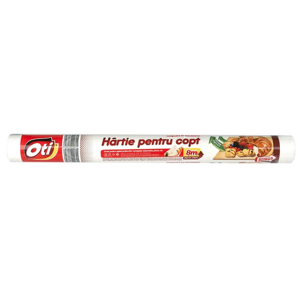 Hartie pentru Copt Oti, 38cm x 8m, Culoare Alba, Pergament pentru Tavi, Hartii Cerate pentru Copt, Uz Casnic