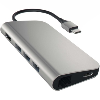 Satechi Aluminium TYPE-C Multi-Port Adapter (HDMI 4K,3x USB 3.0,MicroSD,Ethernet), Space Grey Satechi Aluminium TYPE-C Multi-Port Adapter (HDMI 4K,3x USB 3.0,MicroSD,Ethernet), Space Grey