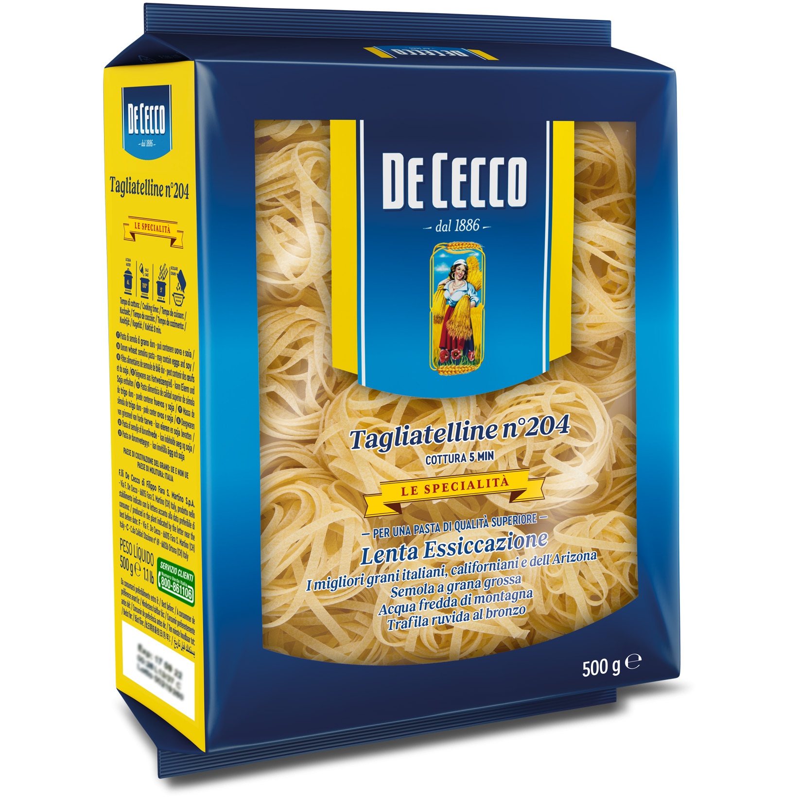 Paste nidi semola tagliatelle De Cecco, 500g