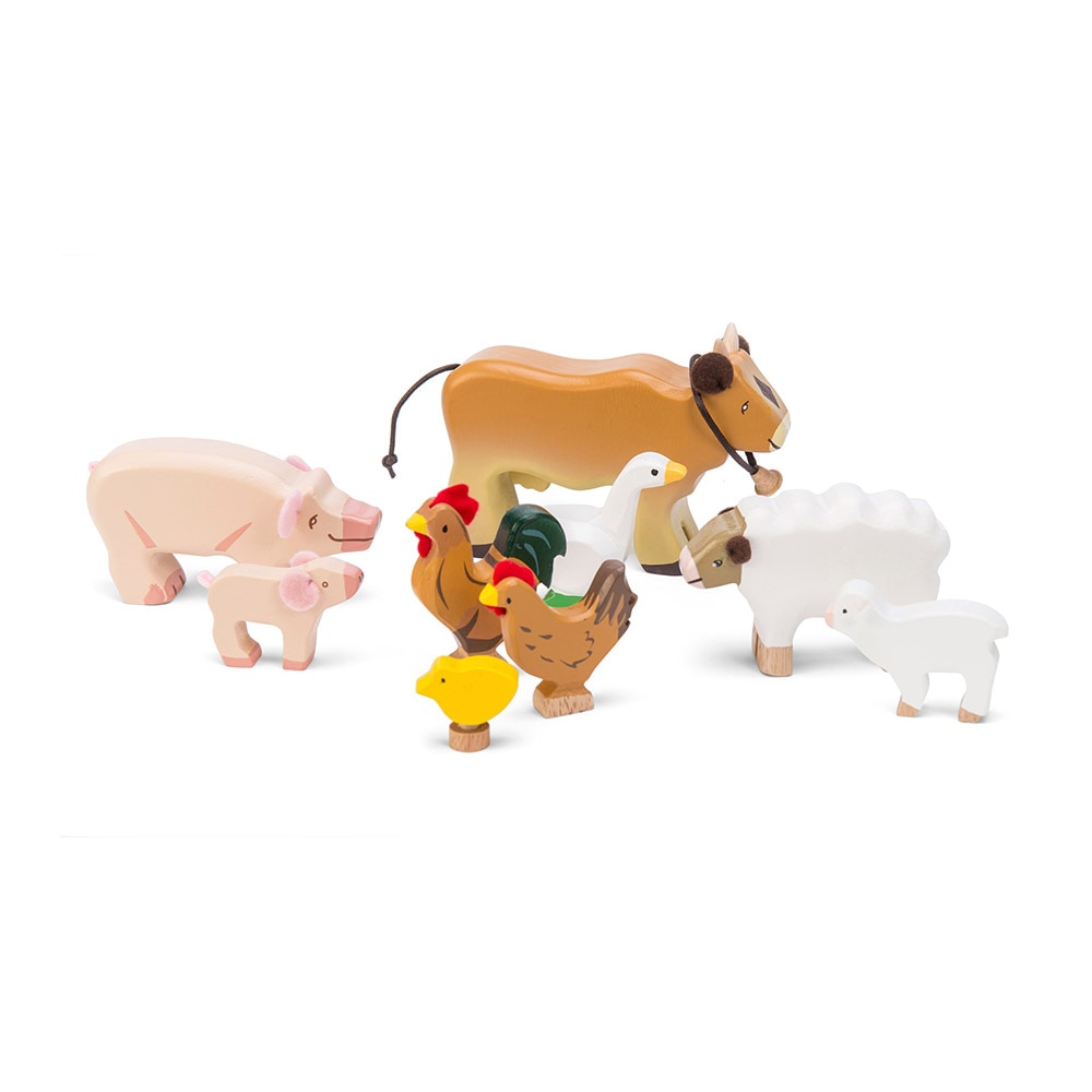 Set animale ferma, jucarie educativa, Le Toy Van, 9 animale, din lemn