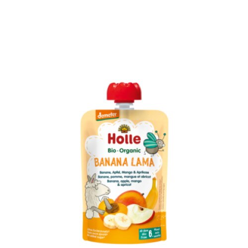 Piure fructe bebelusi Holle Organic Banana Lama,6 luni+, 100g