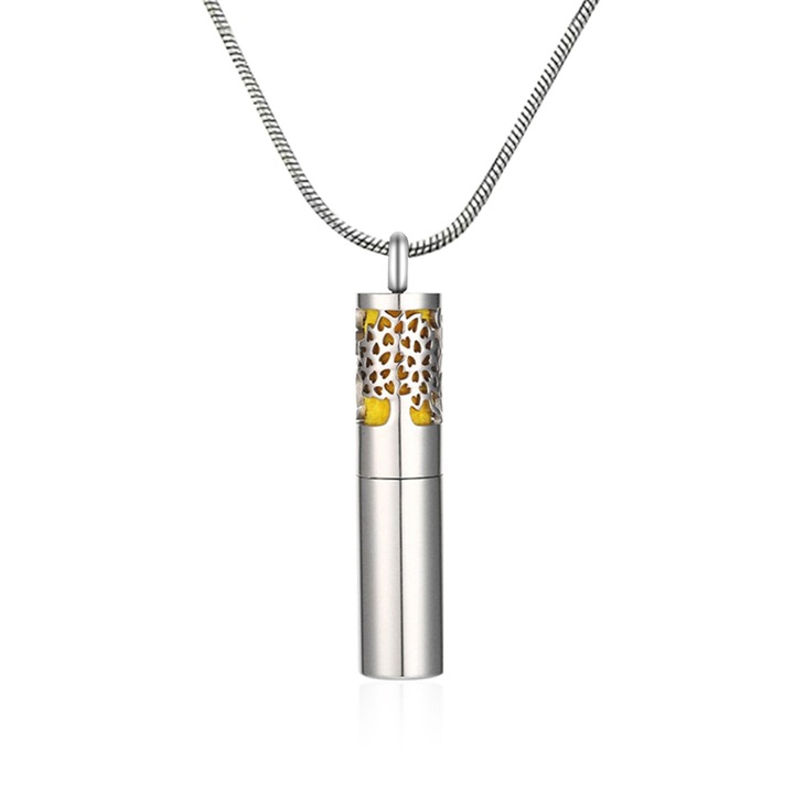 Aromaterápiás nyaklánc, zioda smart essentials®, diffúzor típus illóolajokhoz, Életfa, tubus, ezüst
