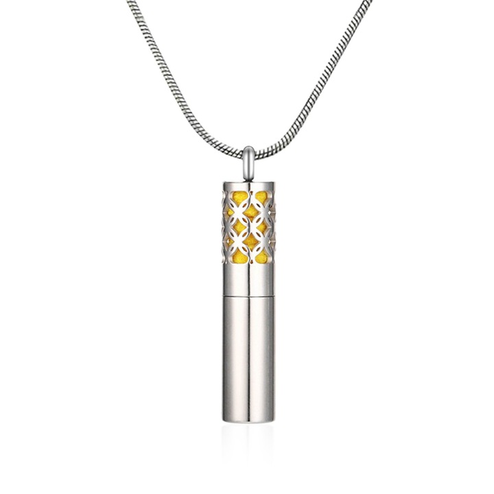 Zioda Smart Essentials aromaterápiás nyaklánc, diffúzor típusú illóolajokhoz, Sacred Geometry, tubus, ezüst