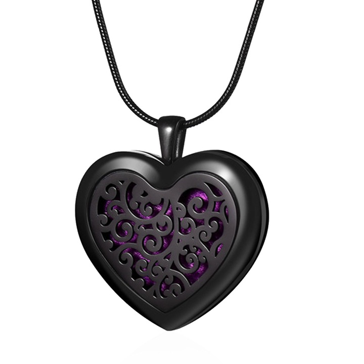 Aromaterápiás nyaklánc, zioda smart essentials, diffúzor típus illóolajokhoz, parfümökhöz vagy más aromákhoz, Hope, szív, fekete