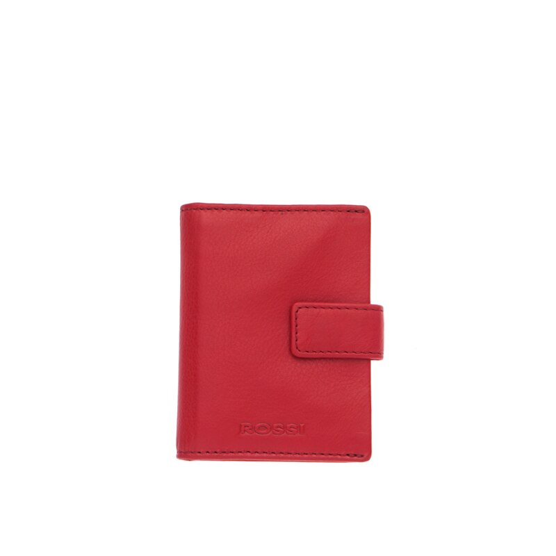 Suport carti de vizita pentru femei, Piele natirala, Rosu