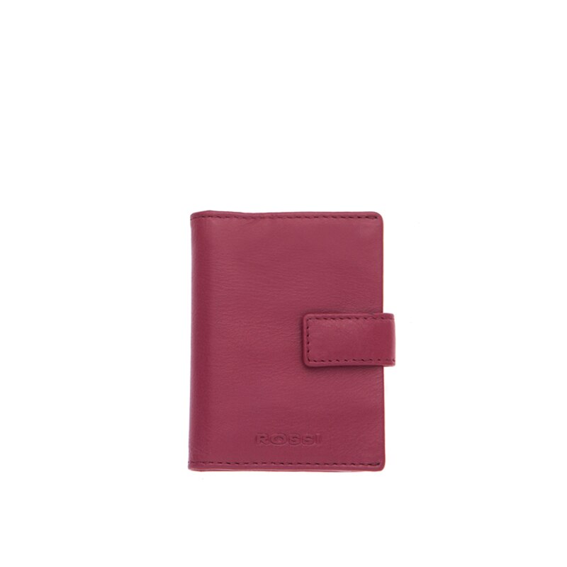 Suport carti de vizita din piele naturala, Visiniu