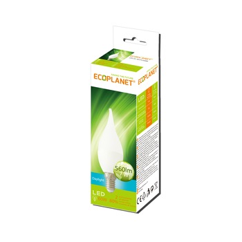 Bec LED Ecoplanet lumanare flacara C35, E14, 7W (60W), 560 LM, A+, lumina rece 6500K, Mat Bec LED Ecoplanet lumanare flacara C35, E14, 7W (60W), 560 LM, A+, lumina rece 6500K, Mat