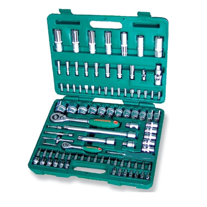 Set de scule JONNESWAY, 94 buc. 1/2 și 1/4 cu clichet cu 72 de dinți