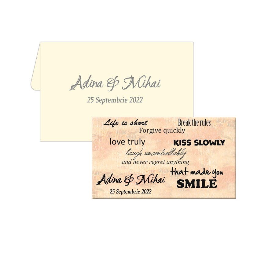 Marturie nunta, tematica vintage, dimensiune 9.5x5.5 cm