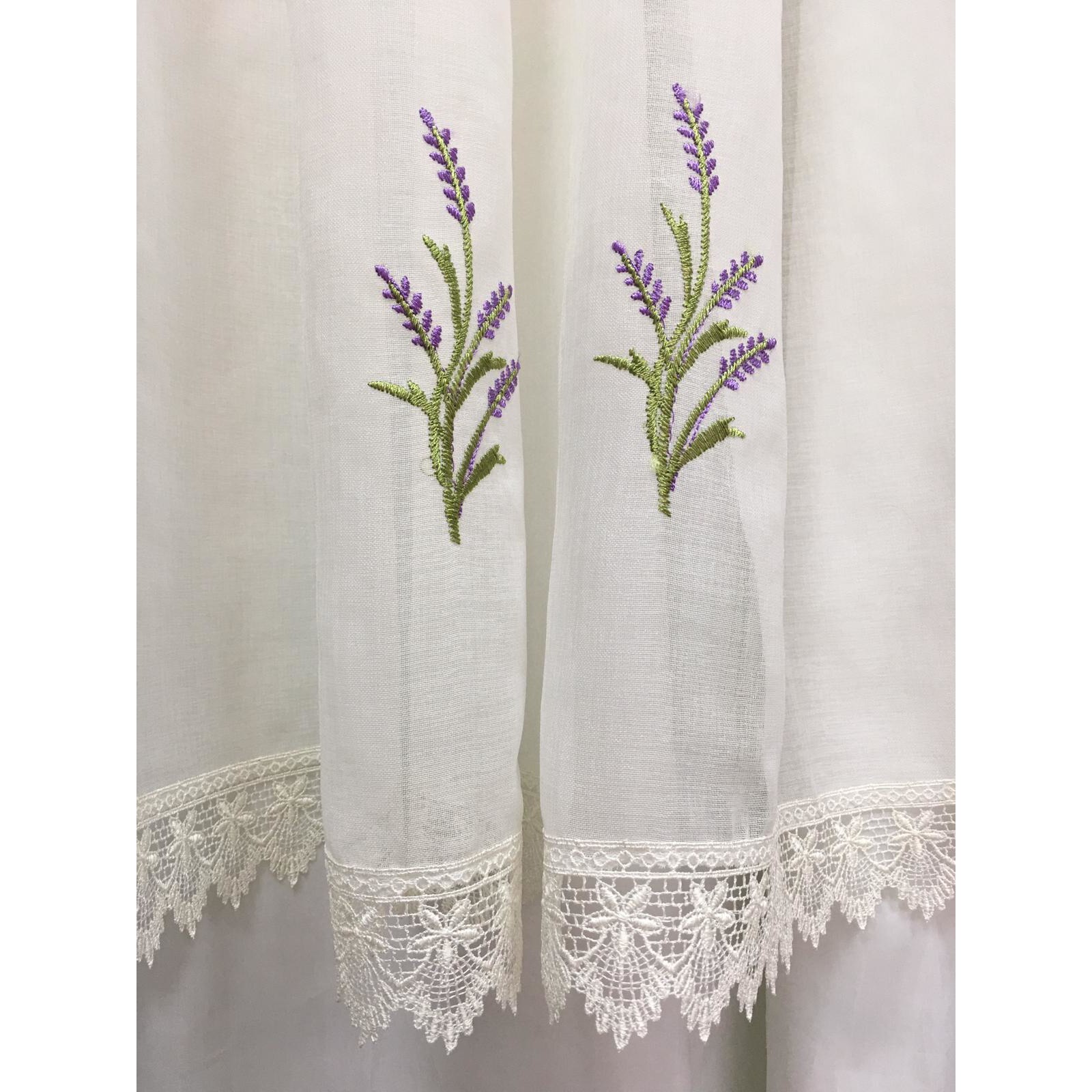 Perdea alba bucatarie, 200x100cm model lavanda, inaltime 1m, by Liz Line - RD1282