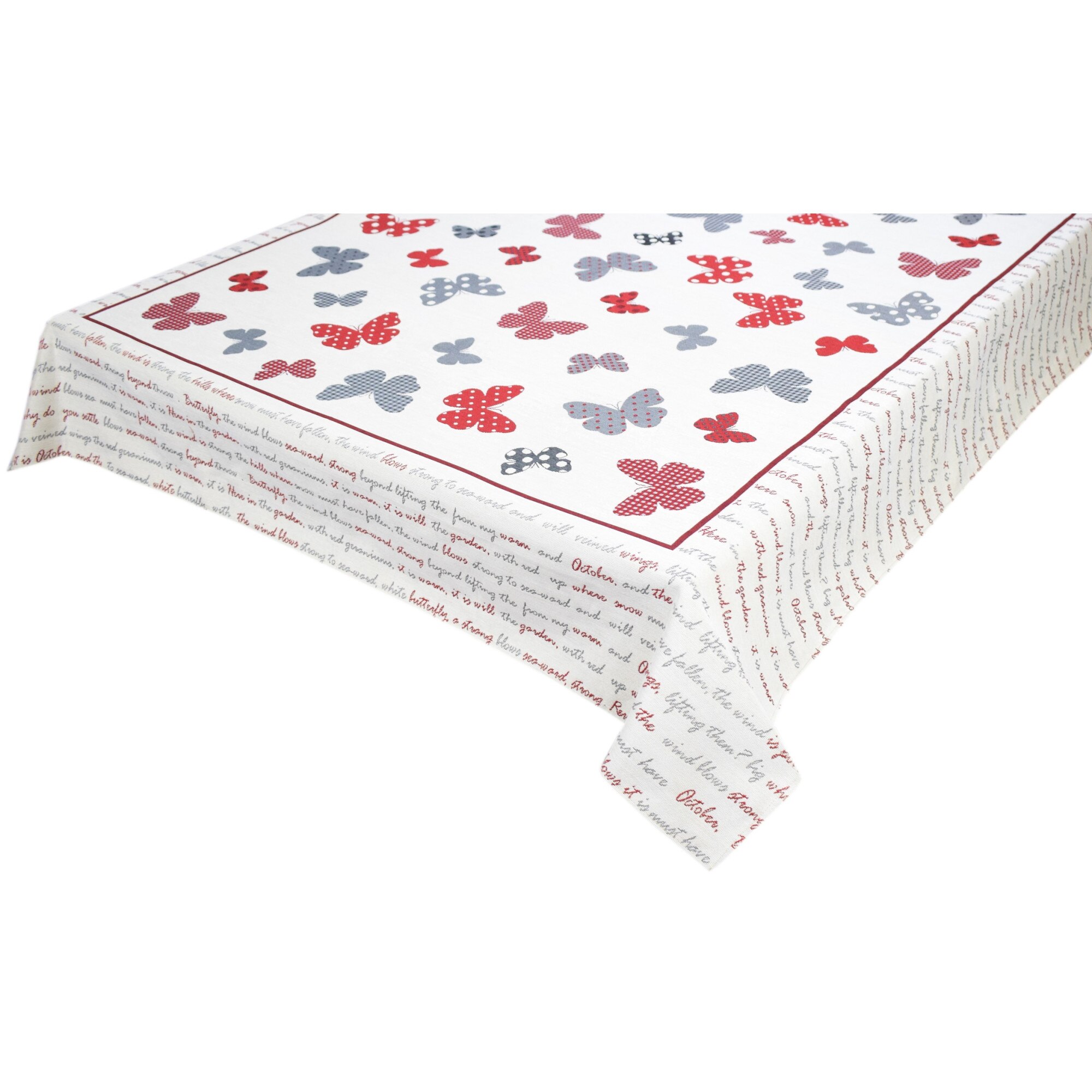 Fata de masa cu tesatura tip goblen, Casa de bumbac, 180x140 cm, fluturi