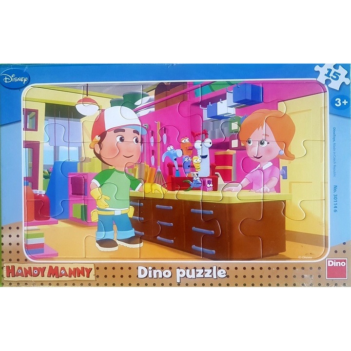 Пъзел DINO HANDY MANNY хенди мани 15 елемента табла