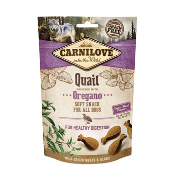 Recompense pentru caini Carnilove semi umede, Prepelita si Oregano 200 g Recompense pentru caini Carnilove semi umede, Prepelita si Oregano 200 g