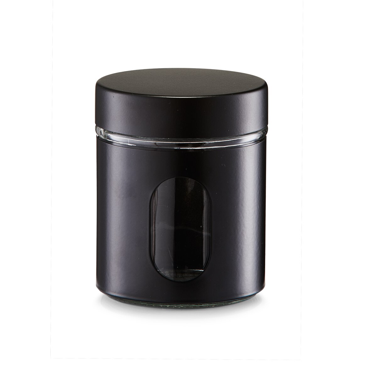 Borcan cu capac,negru,din metal si sticla,600 ml.,.Zeller