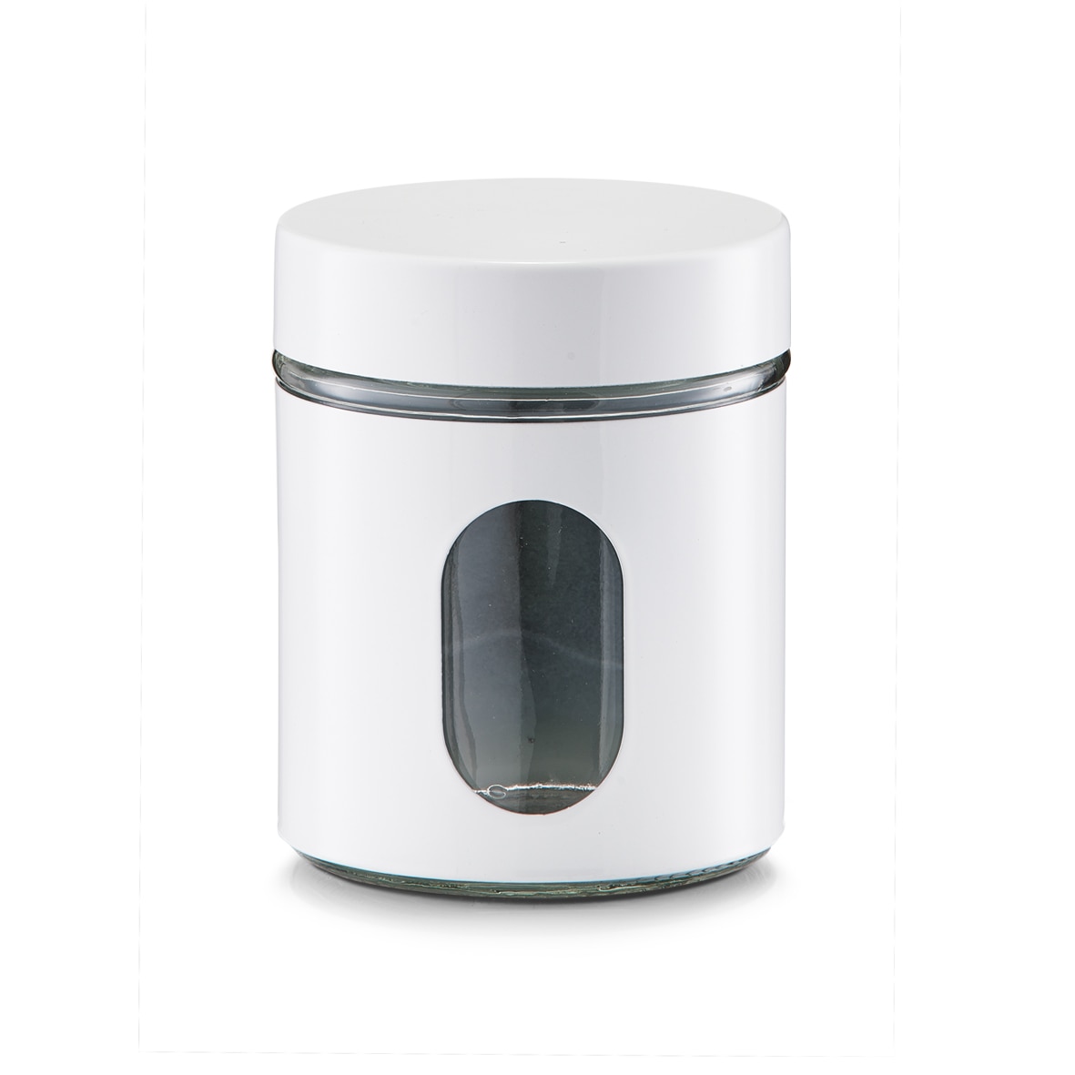 Borcan cu capac,alb,din metal si sticla,600 ml.,Zeller