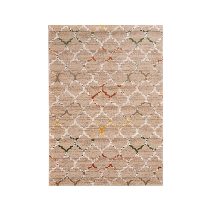 Covor din fibre acrilice, Colectie defne, modern/multicolor, model 1667A, culoare Bej/Multicolor 120 x 180 cm