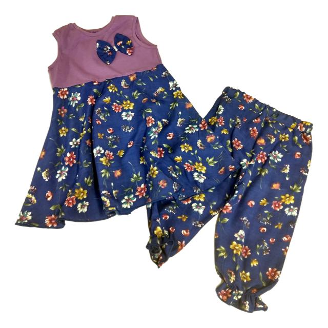 Set Pantaloni si Rochita, Spero Designs, Imprimeu floral, Mov