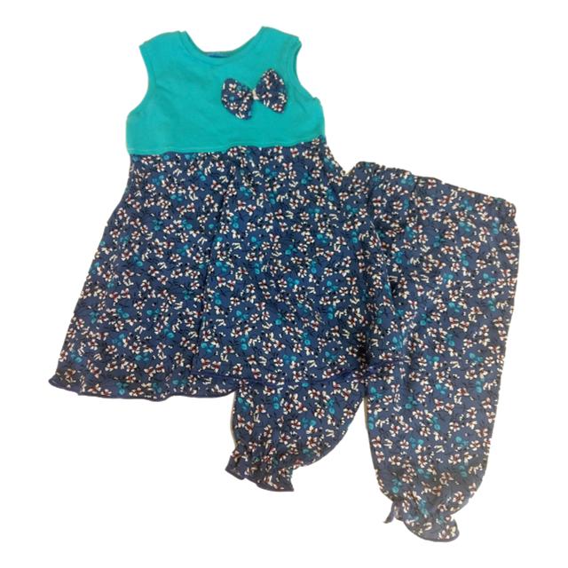 Set Pantaloni si Rochita, Spero Designs, Imprimeu floral, Albastru