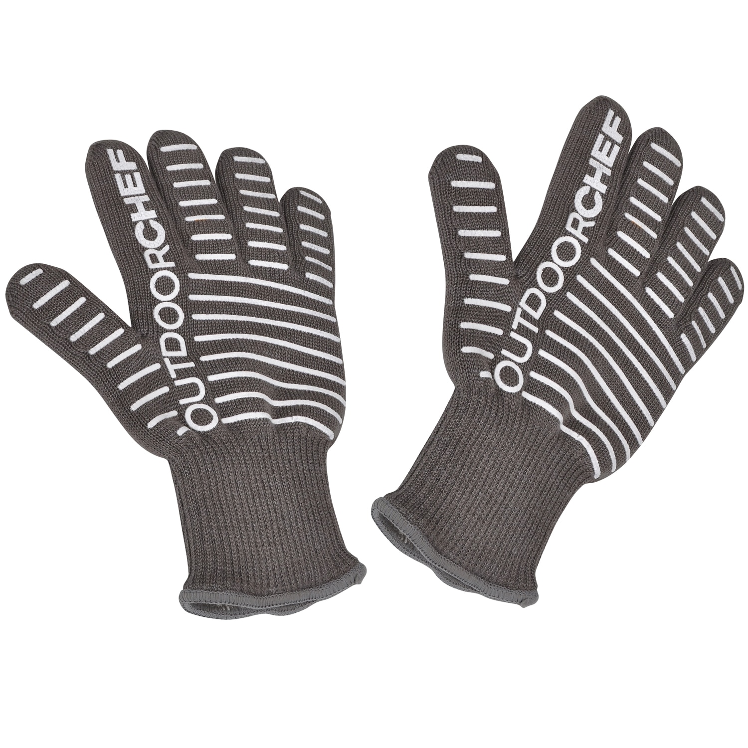 Set 2 manusi textile cu acoperire siliconica, Outdoorchef, 29 x 18 cm, marime universala, gri/alb